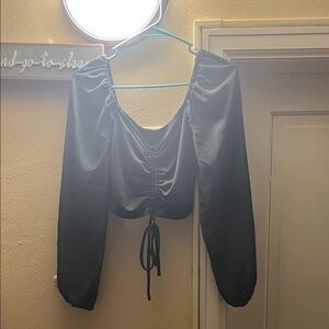 SHEIN Emerald Ruched Long Sleeve Blouse